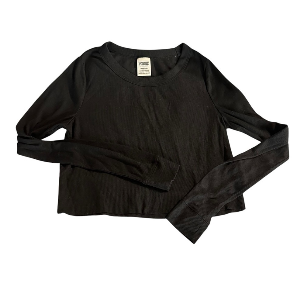 PINK Victoria's Secret Black Relaxed Crop Blouse